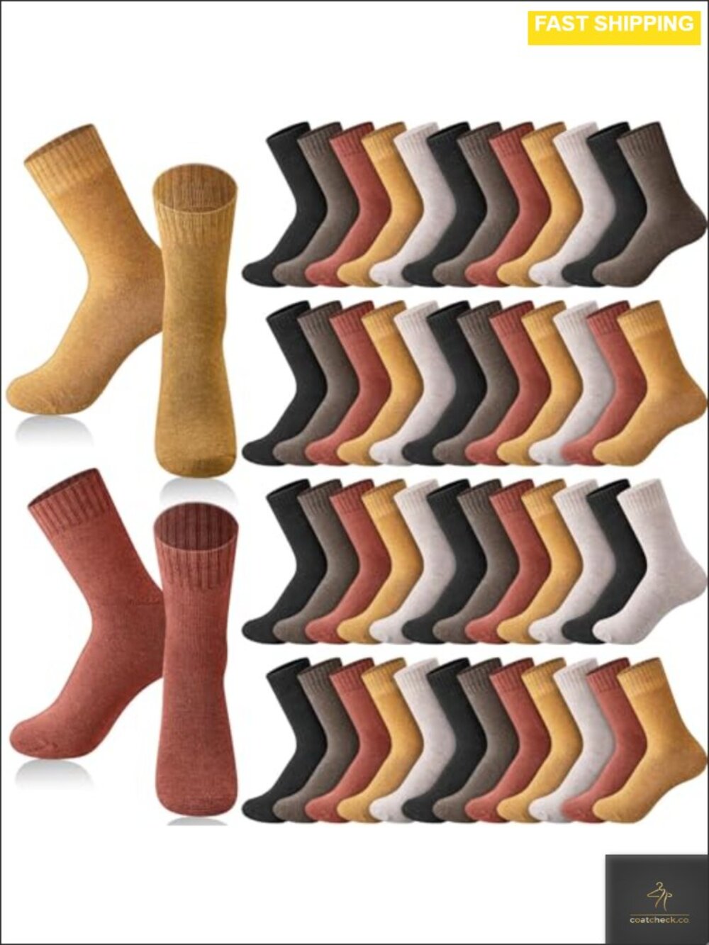 50 Pairs Wool Blend Thermal Socks Crew Slouch Vintage Winter Socks
